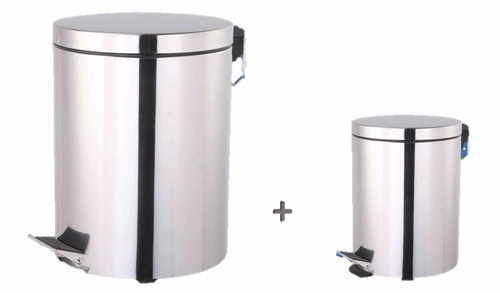 Imagen 8 de 9 de Set 2 Cestos Tachos De Basura Acero Inox 3 Y 12 Lt Outlet