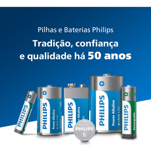 Pilha Zinco Aaa Philips Bateria Carvão 3a Palito 4 Unidades