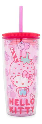 Silver Sanrio Vaso Plastico Con Diseño Fresas Hello Kitty Co