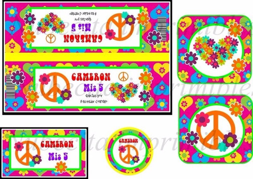 Kit Imprimible 3x1 Simbolo De La Paz Paz Y Amor