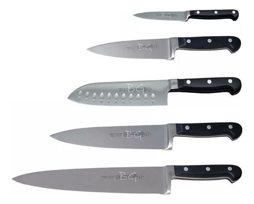 Set X5 Cuchilla Mundial Forge Oficio Santoku Gourmet Forjada