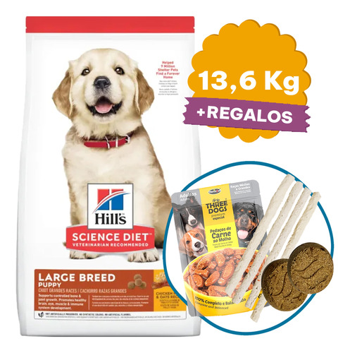 Comida Perro Cachorro Raza Grande Hills 13,6 Kg + Regalo