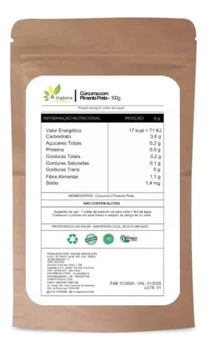 Kit 2 Cúrcuma Com Pimenta Preta Em Pó Premium 100g