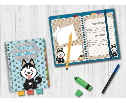 Control Veterinario Imprimible Perro Cuaderno Negro Libreta