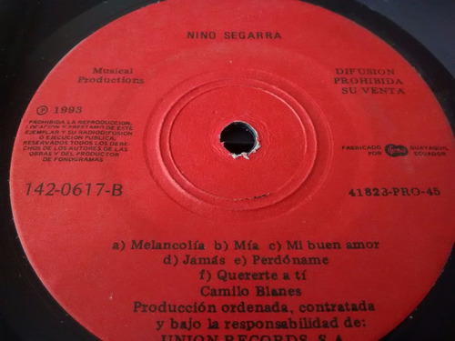 Vinilo Single De Nino Segarra - Melancolia  (n72