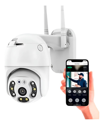 Cámara Seguridad Ip66 Wifi Domo 360 Exterior Full Hd Flash Blanco