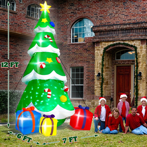 Árbol De Navidad Inflable 3.66 Metros Con Cajas Decorativas