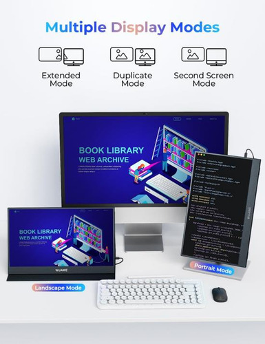 Wuawe Monitor Portátil 15.6, 1080p 72% Ntsc 100% Srgb Usb C