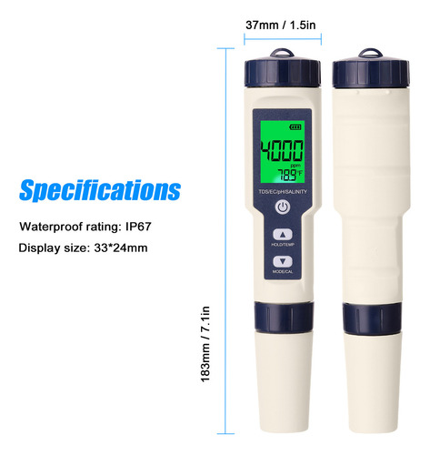 // Medidor De Agua Profesional 5 En 1: