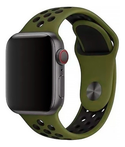 Pulsera con agujeros compatible con Apple Watch e Iwo, color verde militar