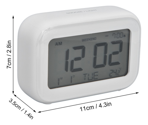 Reloj Digital Mini Alarma Pantalla Lcd Función Snooze 12h 24