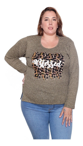 Remera Mujer Manga Larga Lanilla Talle Super Grande Art 2682
