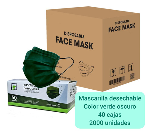 Mascarilla Desechable Certificada 2000 Unidades 40 Colores