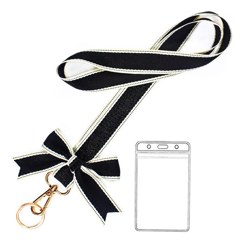 Cordon Negro Para Insignia Identificacion Mujer Lindo Llave