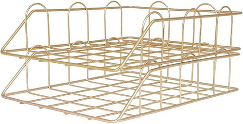 Imagen 5 de 6 de Pack 2 Bandejas De Metal Para Papel Organizador Apilable