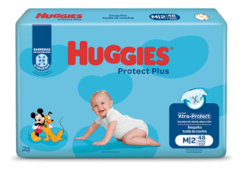 Pañales Huggies Protect Plus Talle M X48un Género Sin género Tamaño Mediano (M)