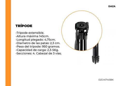 Tripode Camara Filmadora Fotografia Video 1.45mts Reforzado