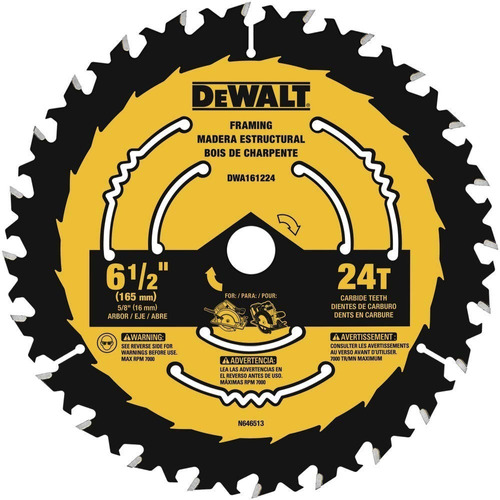 Disco De Sierra Corte Madera 6-1/2 X 24d Dewalt Dwa161224