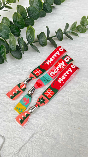 Brazaletes De Cinta Personalizados Navidad Para Eventos