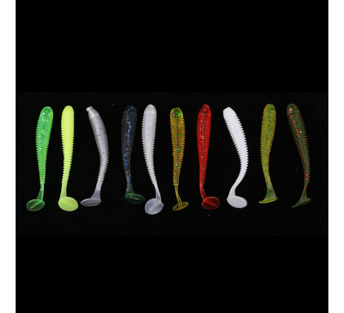 10 Unids T Cola Suave Cebos Pesca Grub Señuelo Artificial
