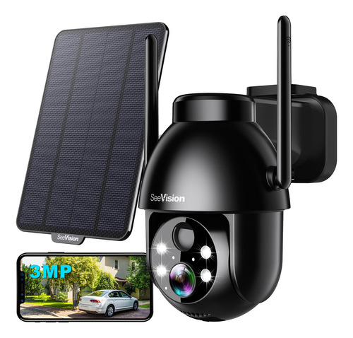 Cámara De Seguridad Seevision 2k 3mp Con Energía Solar Ptz W