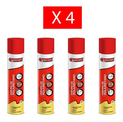 Pack X 4 Tacsa Espuma De Poliuretano Expandido 750 Ml