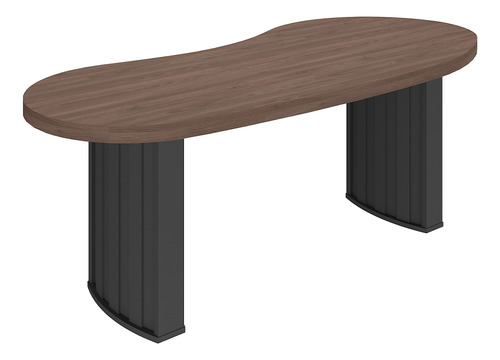 Mesa Para Escritório 200cm Tamburato Curves Charuto Preto