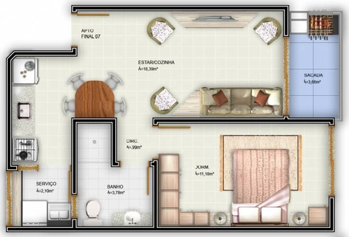 Imagem 7 de 7 de Apartamento 1 Dormitório Na Praia Do Santinho - 2985