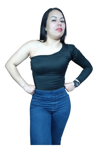 Blusa Tipo Body Cruzada De Un Hombro, Nuevo Diseño