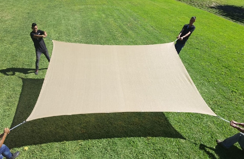 Imagen 4 de 10 de Malla Sombra 90% Raschel Beige De 3mx3m Lista Para Colocar