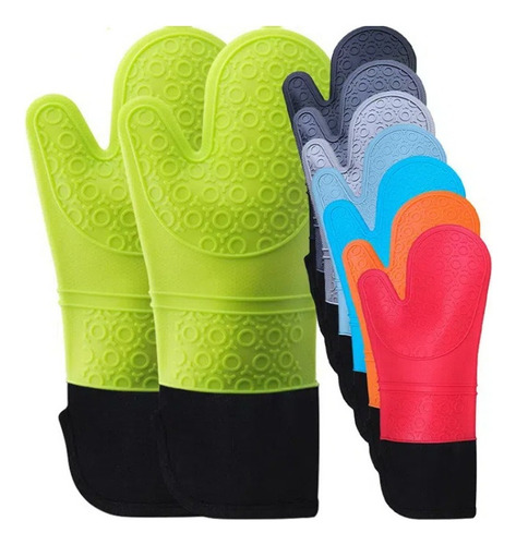 1 Par De Guantes Impermeables Largos De Silicona Con Algodón