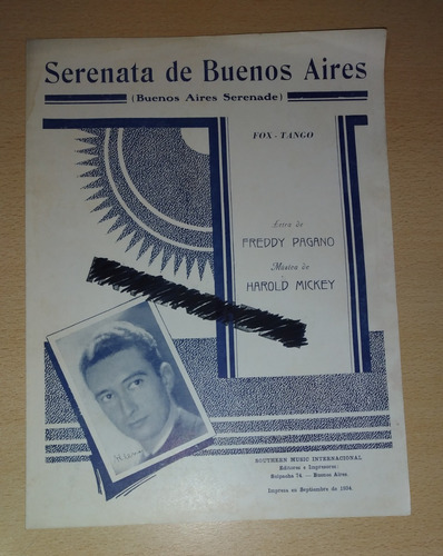 Partitura Serenata De Bs As Fox Tango Pagano Mickey 1934
