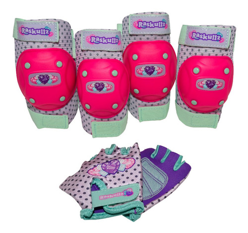 Coderas Rodilleras Guantes Para Patineta Bici Raskullz Girl