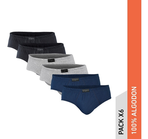 Imagen 2 de 10 de Slip Algodon Hombre Briganti Elastizados Pack X6 Hxim09528