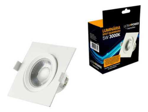 Luminaria Spot Quadrado De Embutir Homeflex Branco 5w 6500k