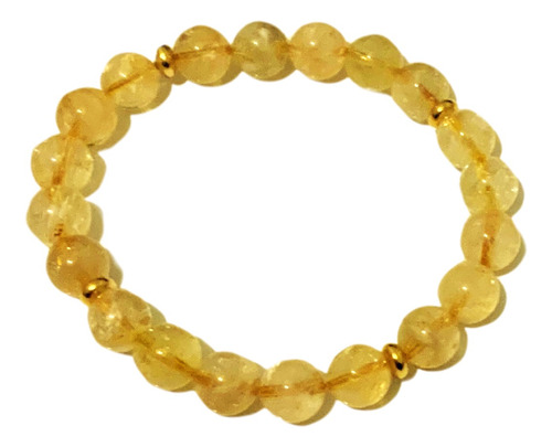 Pulsera Citrino Natural Con Oro