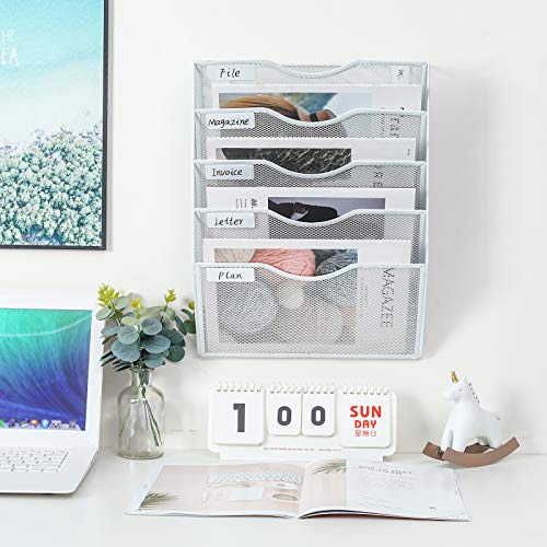 Soporte De Pared Colgante Para Archivos 5 Niveles Blanco
