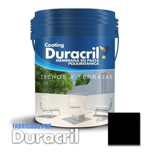 Membrana 20 Kg Duracril Poliuretanica Pasta Acabado - Color Negro