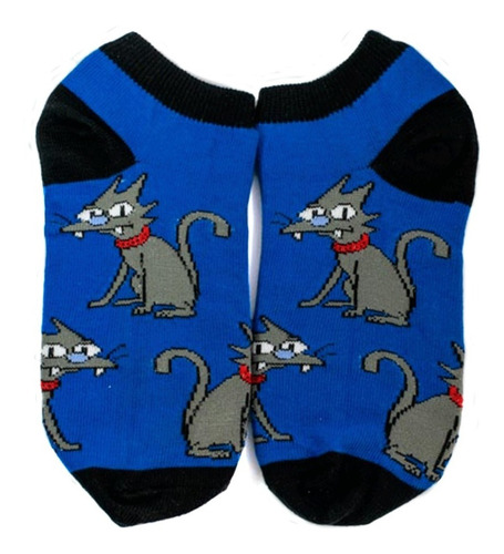 Imagen 1 de 1 de Medias Personajes Gato Bola De Nieve Azul Adulto Soquete