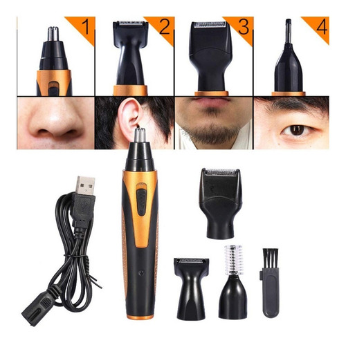 Imagen 2 de 10 de Maquina Afeitadora Nariz Depilador Pelo Barba Usb 4 En 1