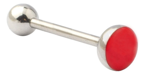 Aro Lengua Piercing Acero Quirurgico Y Media Bola Acrilico Color Rojo