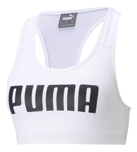 Top Puma Mujer Dama Entrenamiento Mid Impact Blanco 