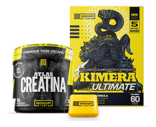 Kit Kimera Ultimate + Creatina + Porta Cáps - Iridium Labs Sabor Sem sabor