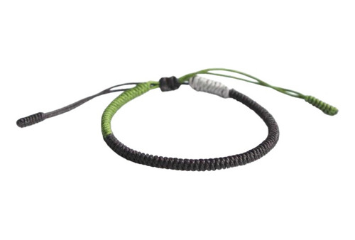 Pulsera Tibetana, Hecha A Mano, Verde-negro, Zen Diámetro 18 Cm Largo 18 Cm
