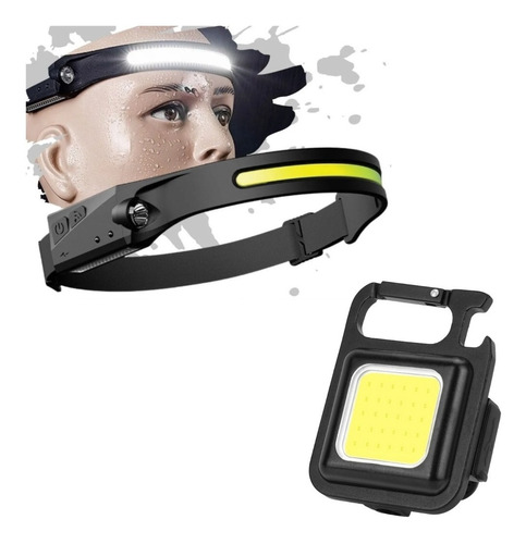 2 Mini Refletor Lanterna De Cabeça  Forte Led 6w  5 Em 1 