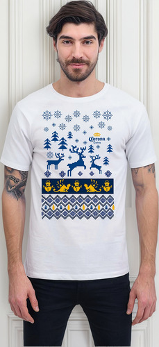 Playera Corona Ugly Sweater Navidad Diseño 1692 Beloma