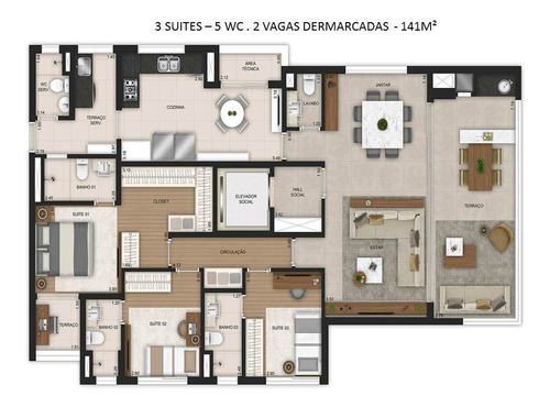 Imagem 12 de 13 de Apto 3 Suites 5 Banheiros Piscina - Brooklin