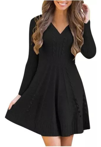 Vestido De Suéter De Punto Suelto Casual Para Mujer