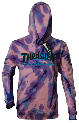 Sudadera Thrasher Tie Dye Azul Con Morado