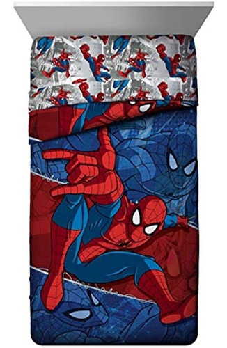 Marvel Spiderman Burst Twin Comforter - Ropa De Cama Reversi